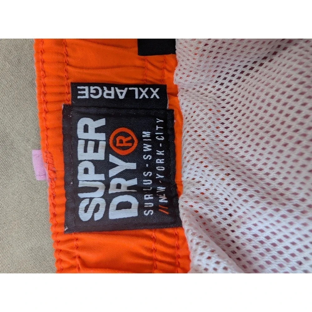 D6 Superdry Mens Size XXL Pink Lined Logo Elastic Waist Swim Shorts